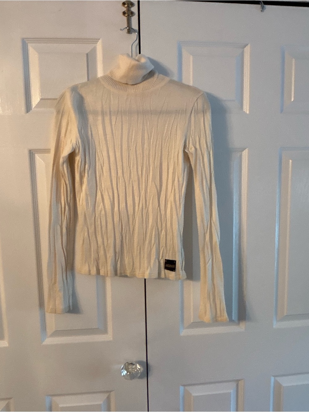 Just Cavalli Cream Ribbed Long-Sleeve Top